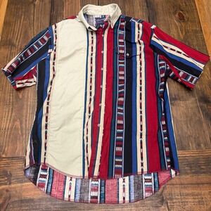 Wrangler Mens brushpopper Western Shirt Short Sleeve 16.5 long tails vtg